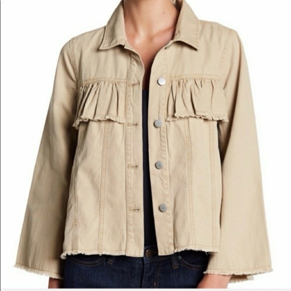 Abound Beige Ruffle Utility Jacket XXS
